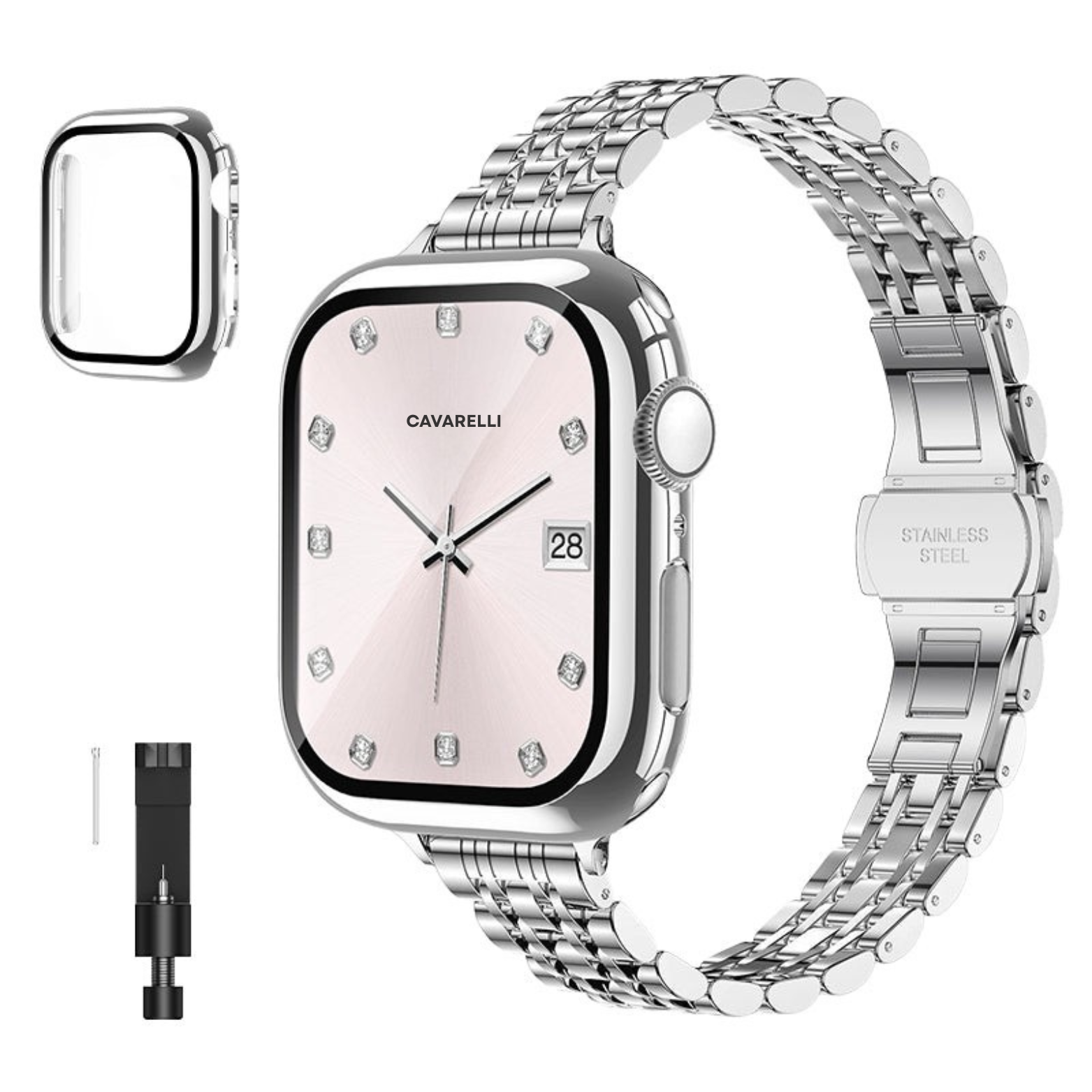316L Stainless Steel Aurelia Link Apple Watch Bracelet Set - 18k Gold Plated