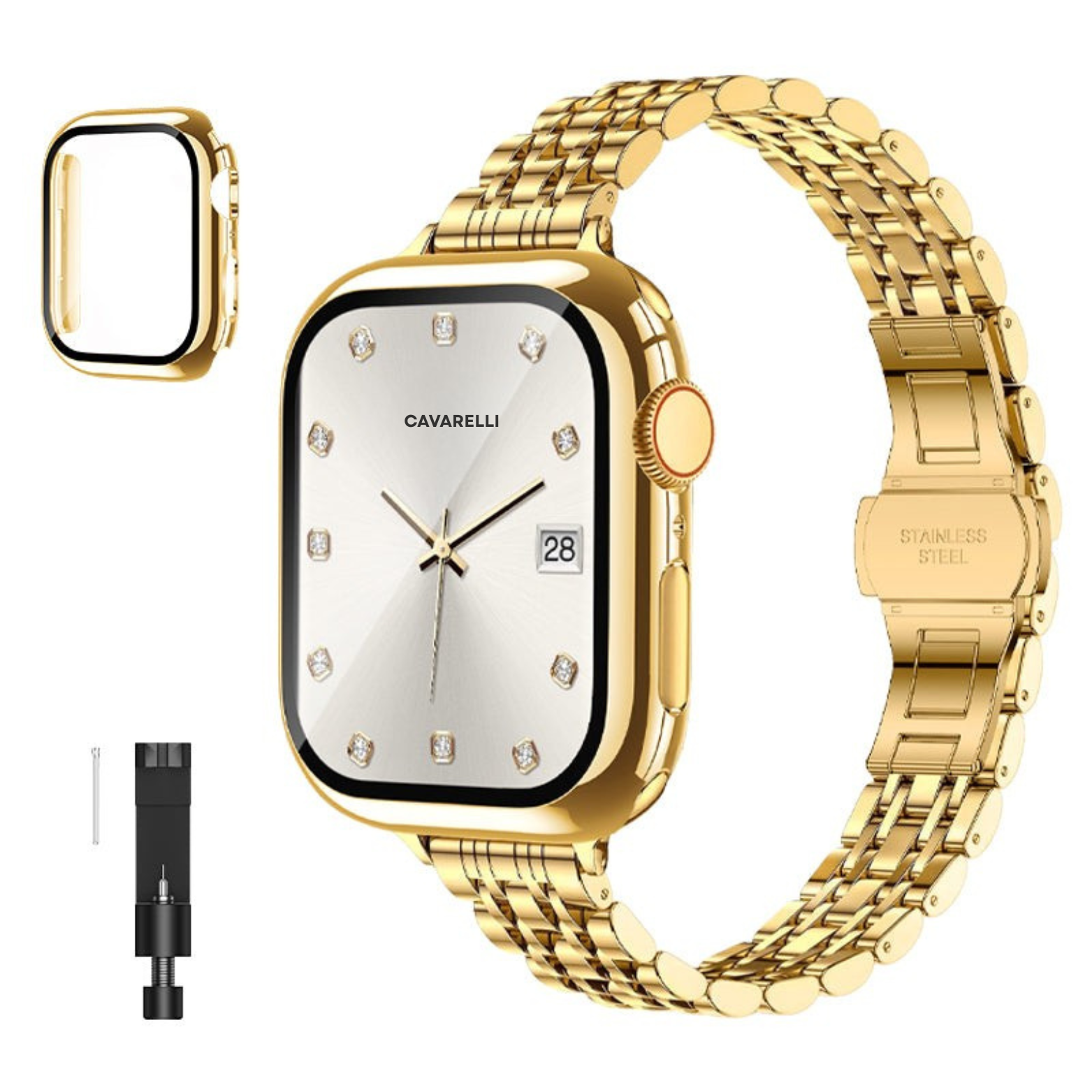 316L Stainless Steel Aurelia Link Apple Watch Bracelet Set - 18k Gold Plated