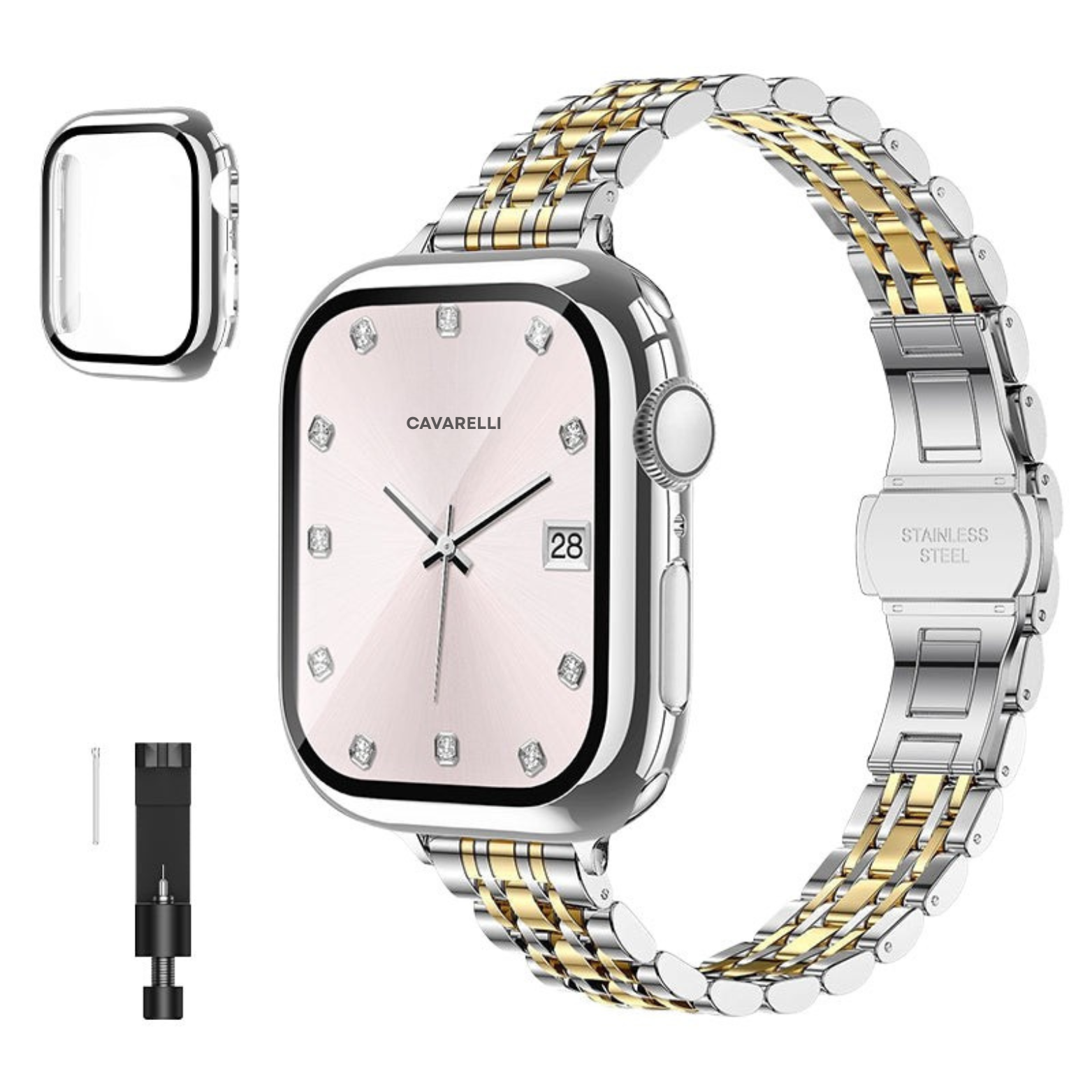 316L Stainless Steel Aurelia Link Apple Watch Bracelet Set - 18k Gold Plated